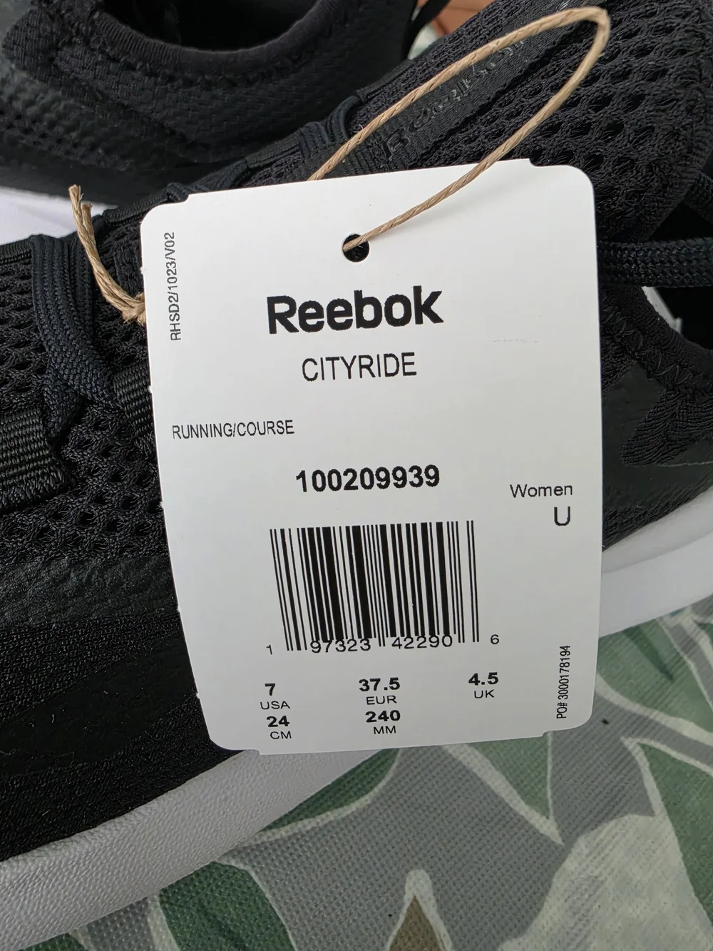 Reebok Cityride Women’s Running Shoes Black/White Size 7 – Brand New